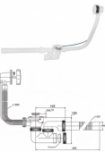 Сифон 247-60 "Универсал" для ванн, полуавтомат, с гофротрубой 40/50 и переливом 70 см (20)