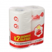Туалетная бумага SunDay/Velis/Classic 2-х слойная Белая, 4шт, арт. 000343